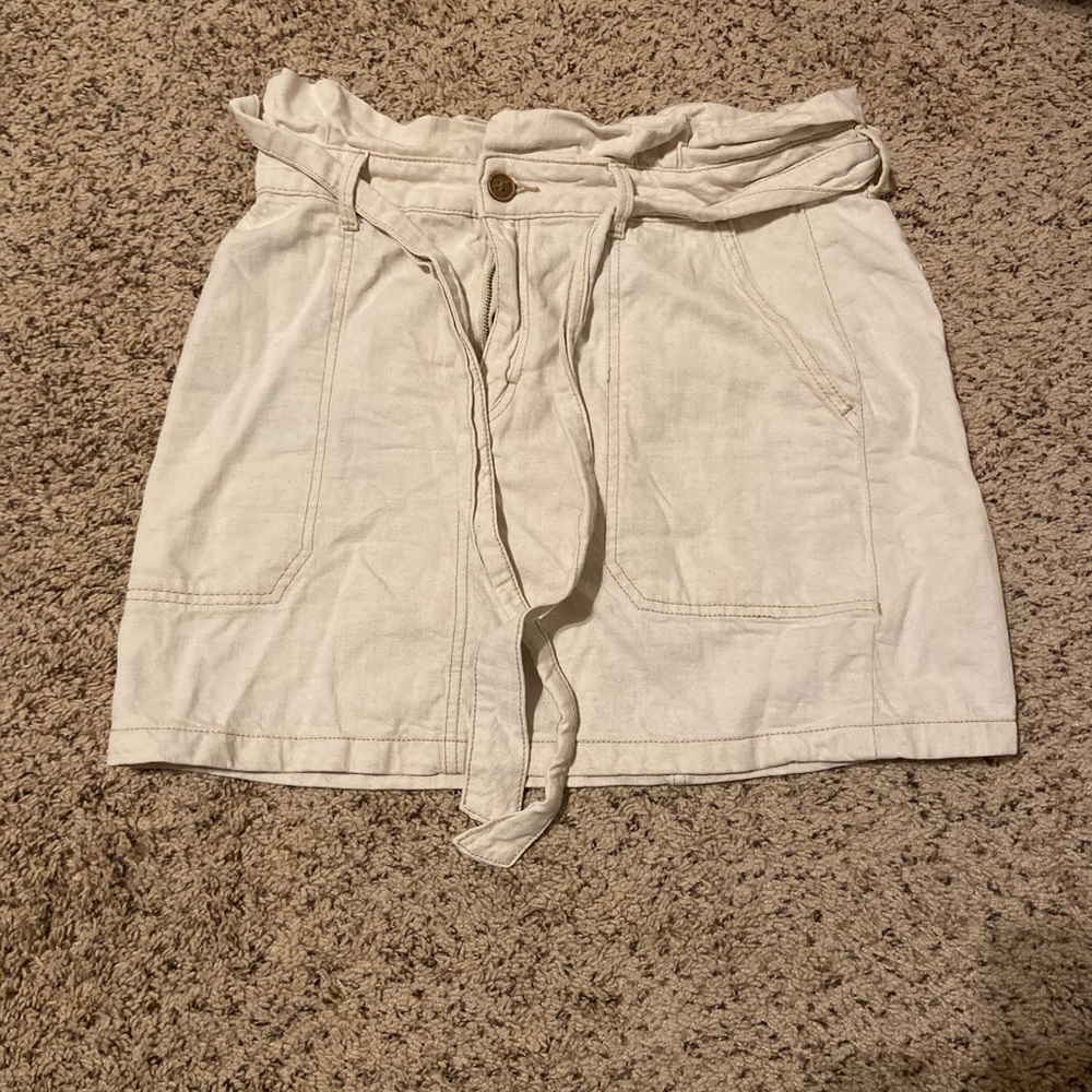 Free people high rise white denim skirt